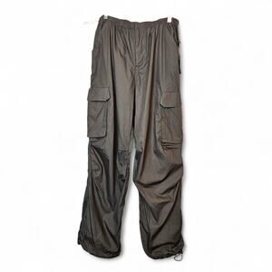 Honey Peach Womens NWT Khaki Gray Y2K Utility Cargo Joggers Pants Size M